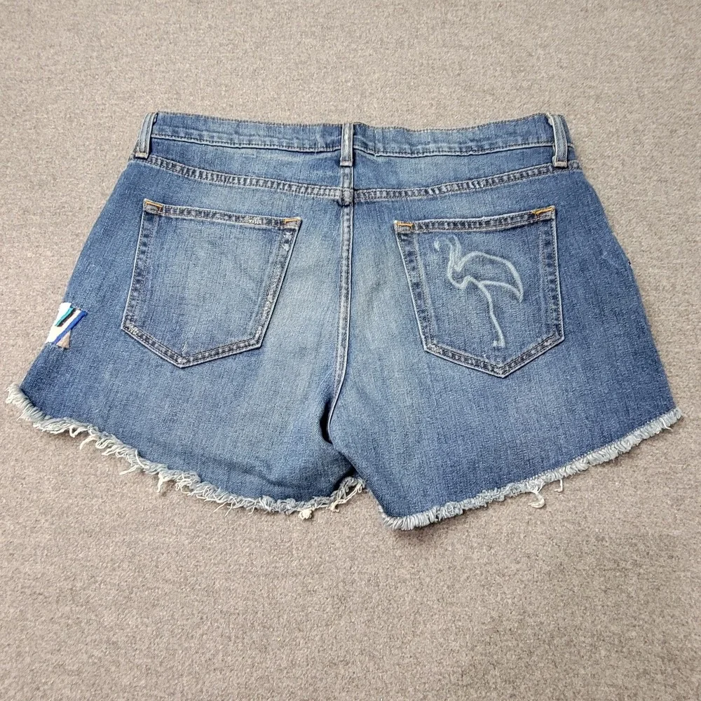 Sandrine‎ Rose Upcycled Shorts Womens 30 Blue Denim Embroidered Handmade USA